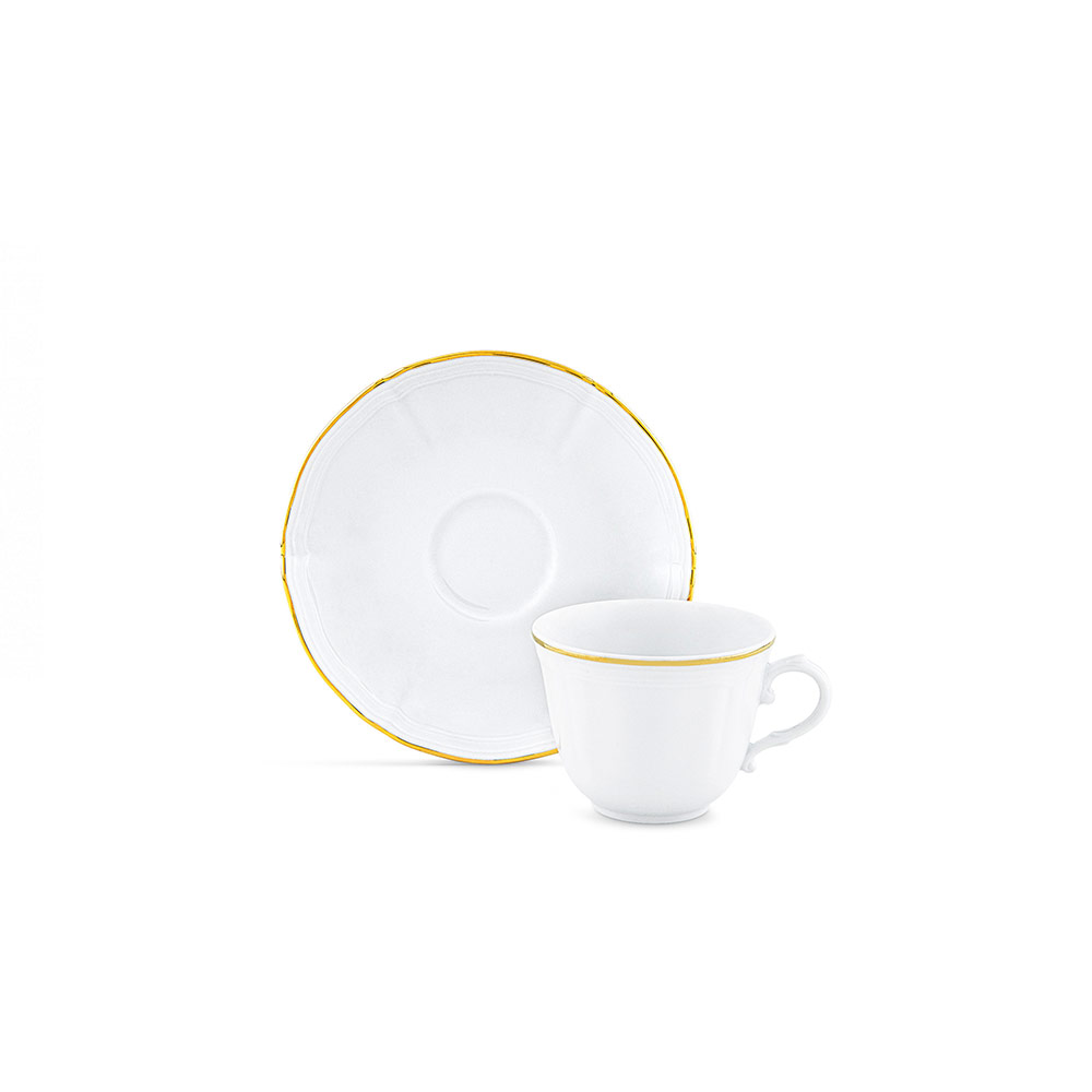 Corona Coffee Cup + Saucer - Gold