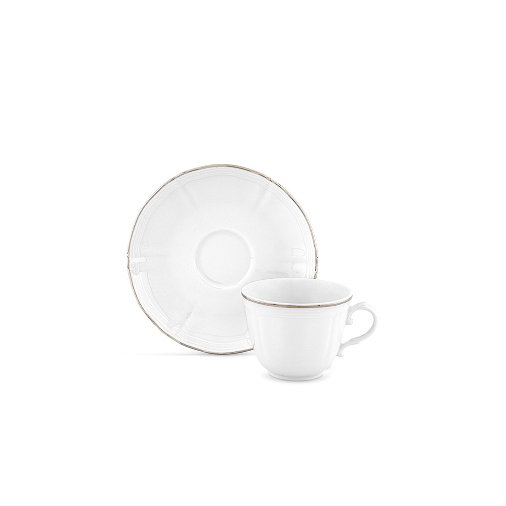 Corona Coffee Cup + Saucer - Platinium