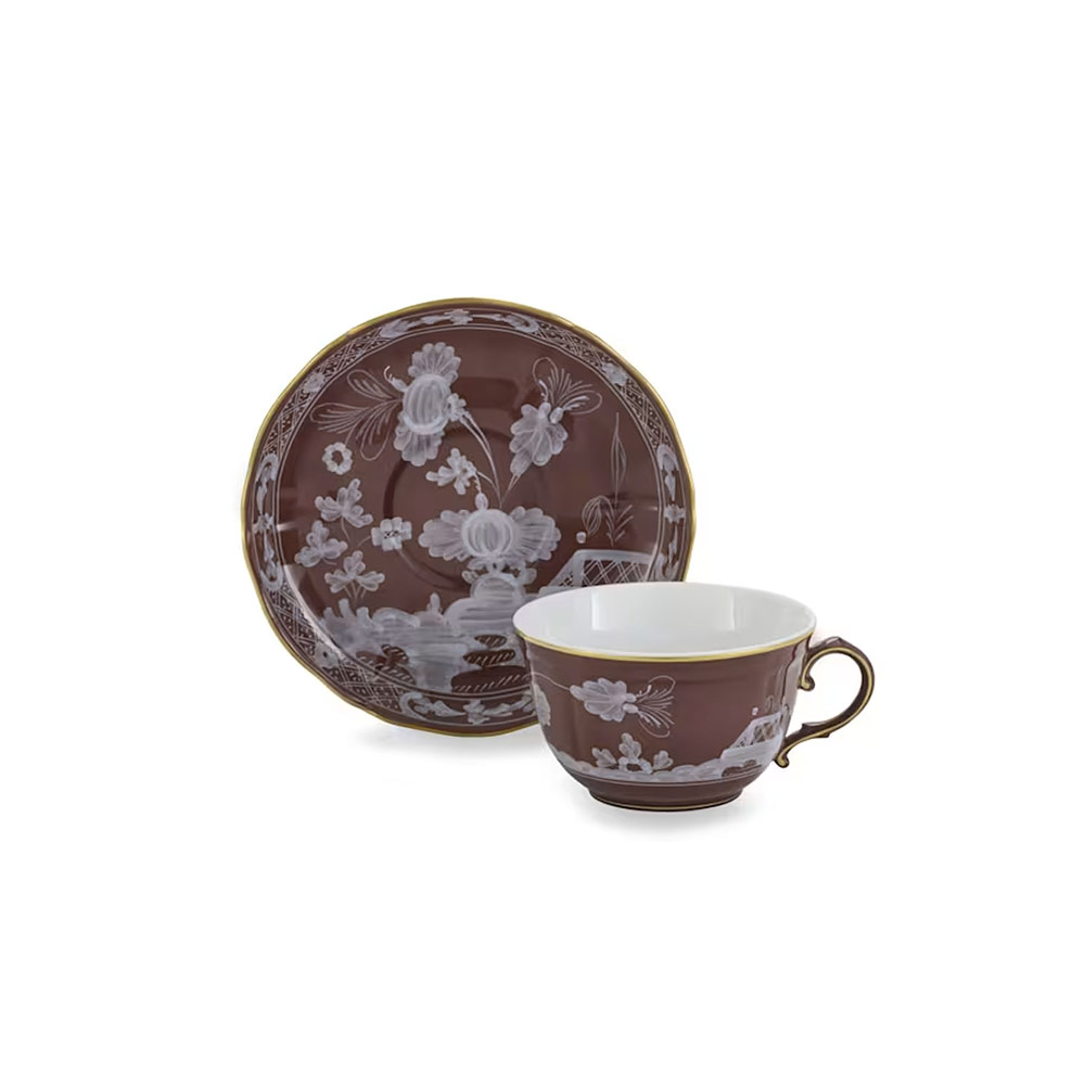 Oriente Italiano Tea cup + Saucer - Castagna