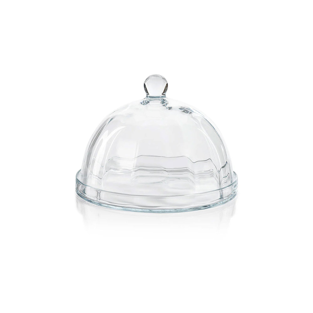 Loulou Optic Pastry Glass Plate with Cloche