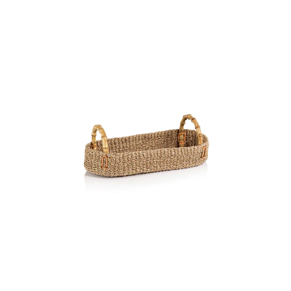 Abaca Tray w/Bamboo Handle Small