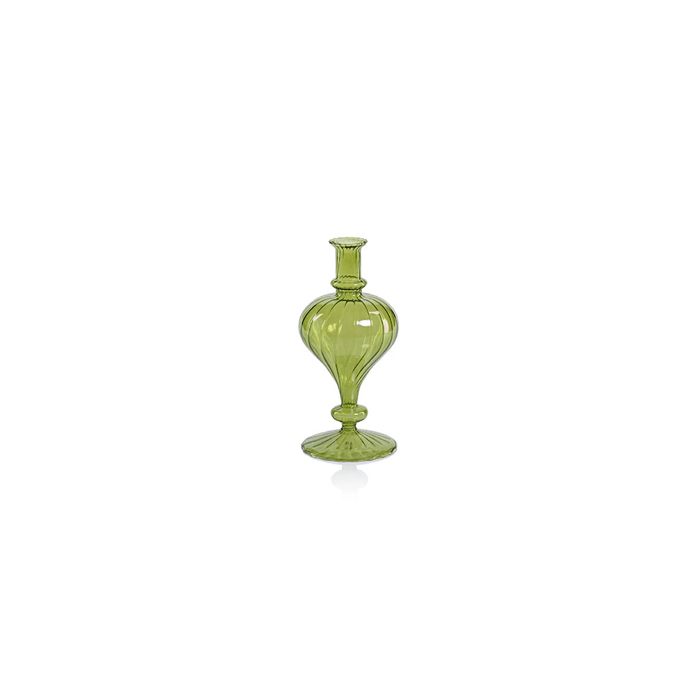 Venetian Spiral Vase Green / Turnip Shape Small