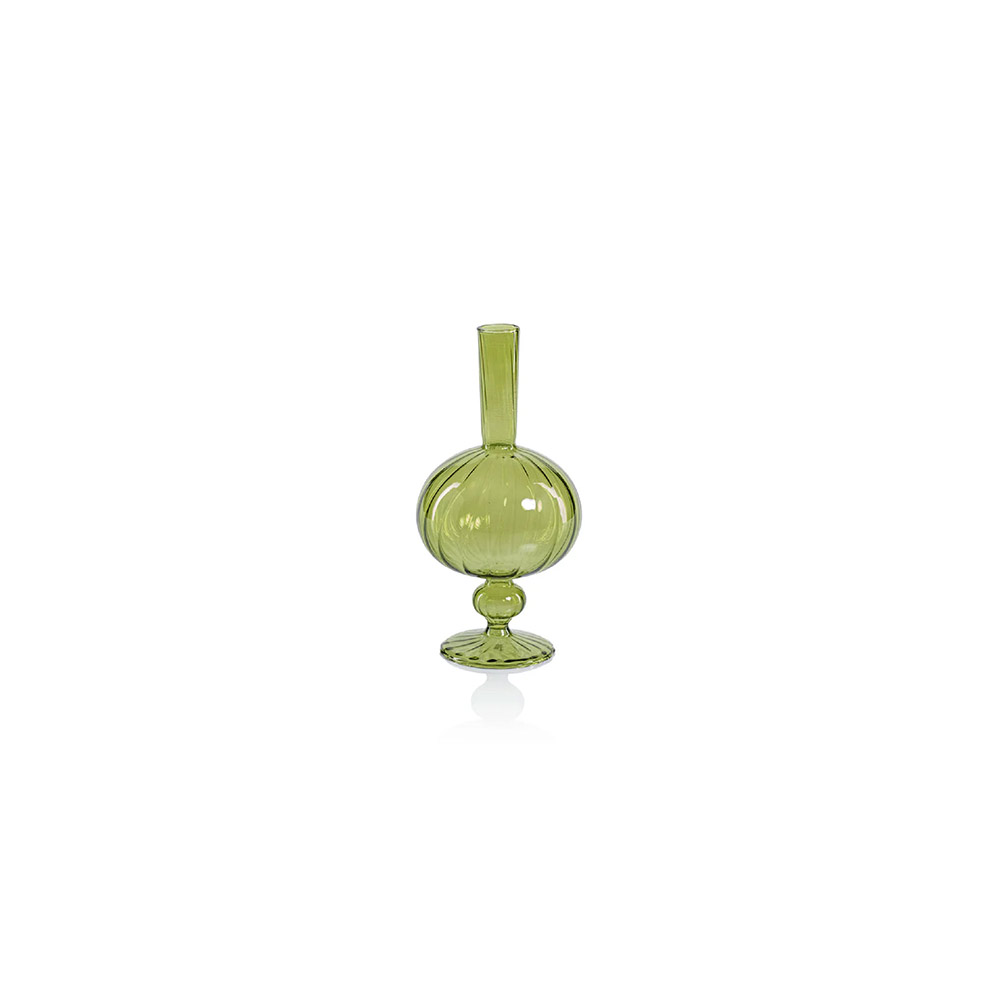 Venetian Spiral Vase Green / Onion Shape Small