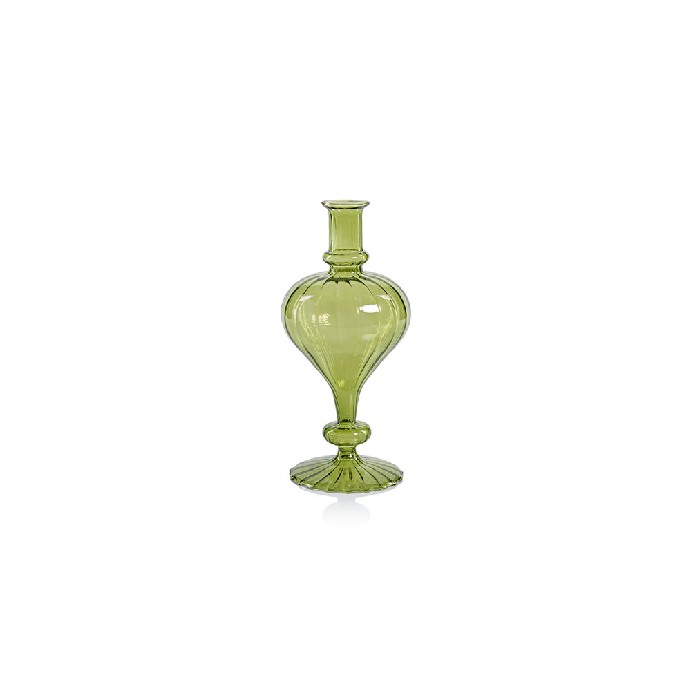 Venetian Spiral Vase Green / Turnip Shape