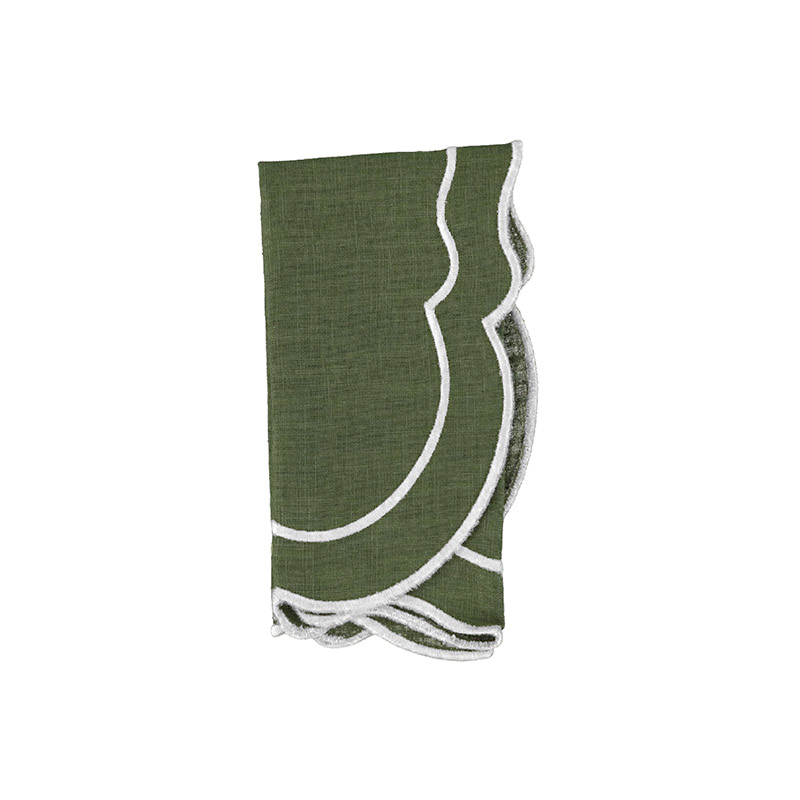 Clou Napkin Green-White S/12