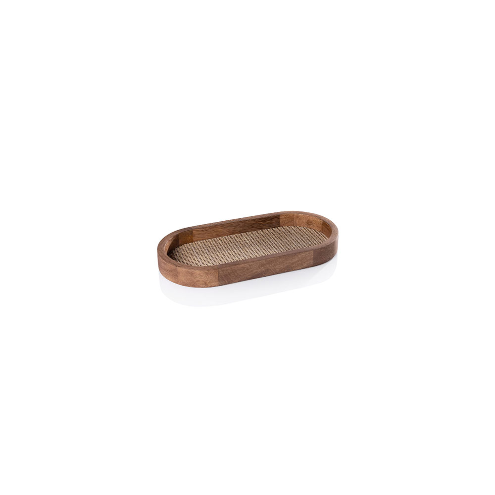 Mango wood & Rattan Oval Tray Small
