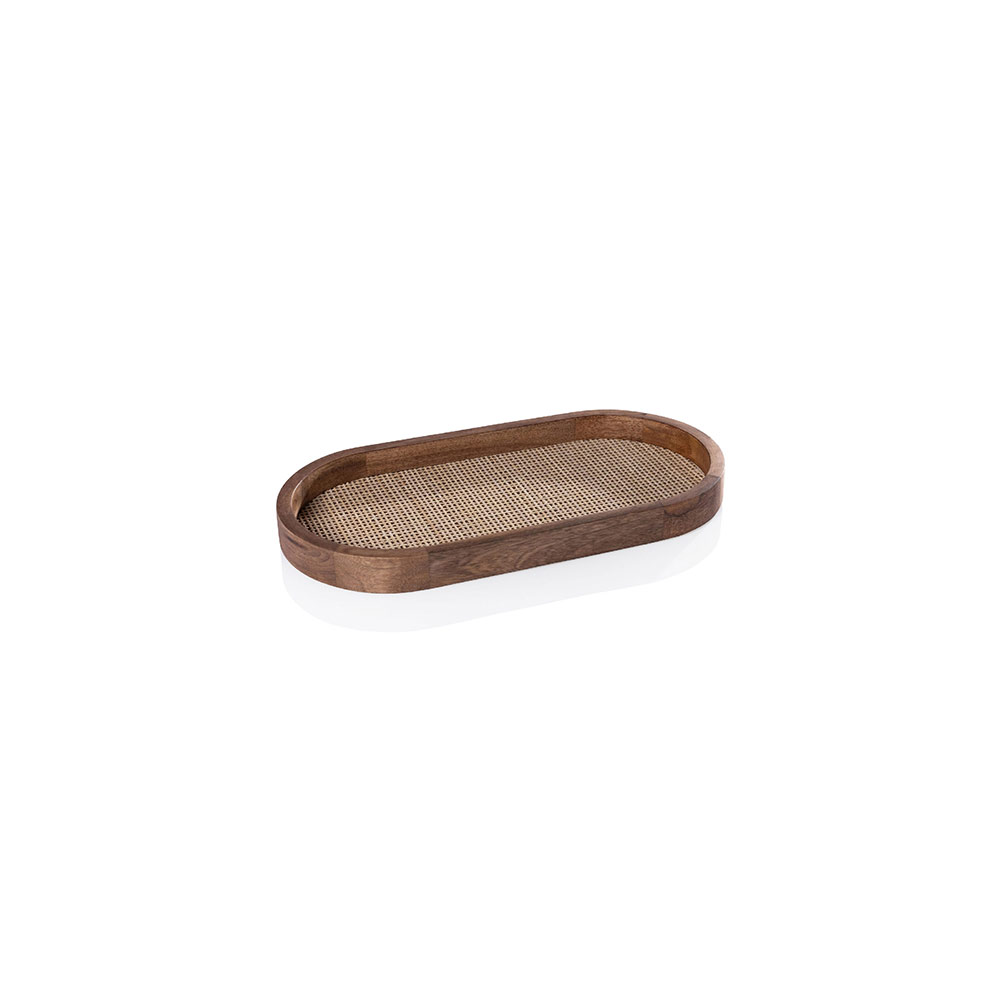 Mango Wood Rattan Oval Tray Medium