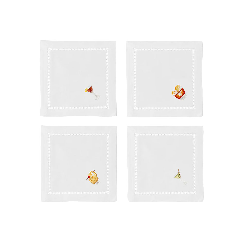 Classic Drinks Cocktail Napkins S/4