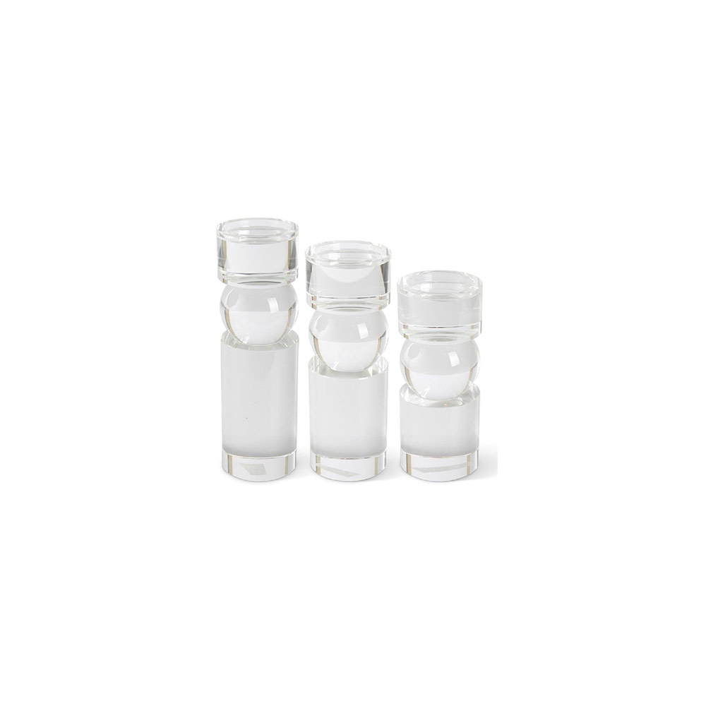 Single Ball Glass Pillar Candleholders S/3