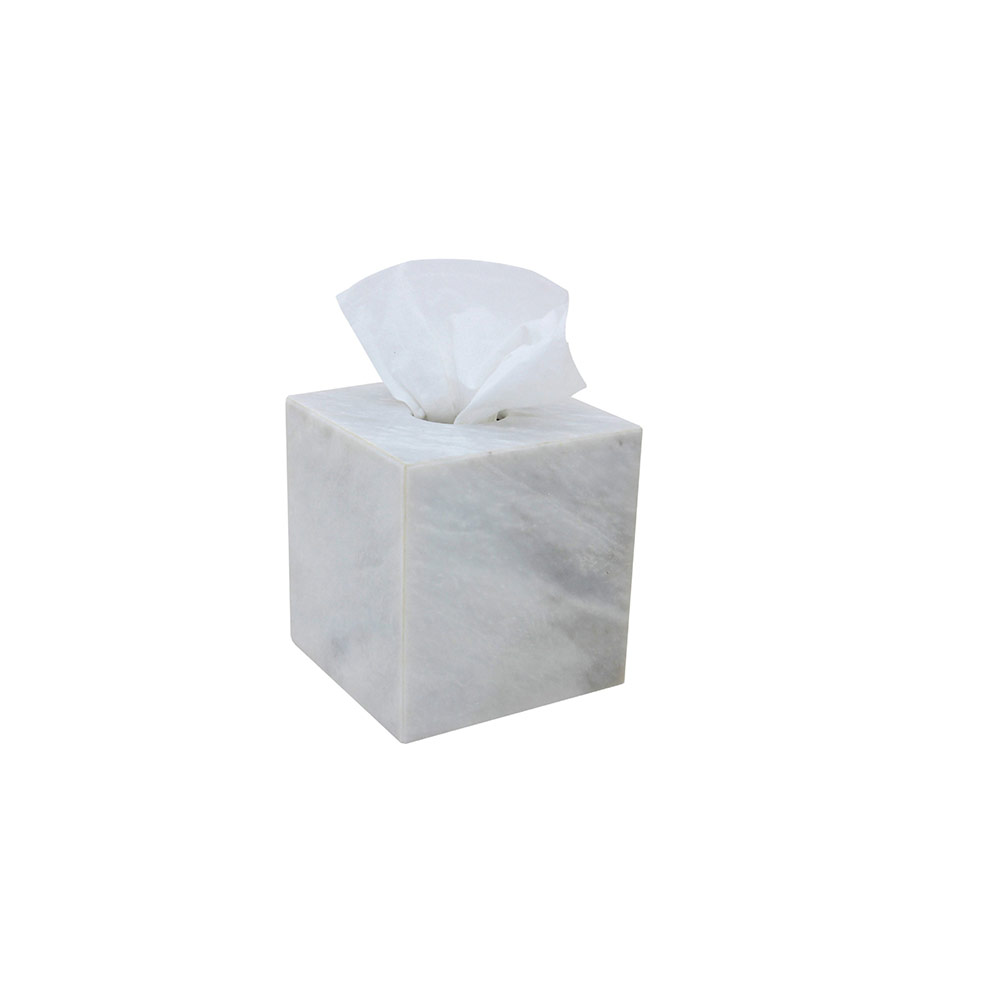 Marble Tissue Box Pearl White