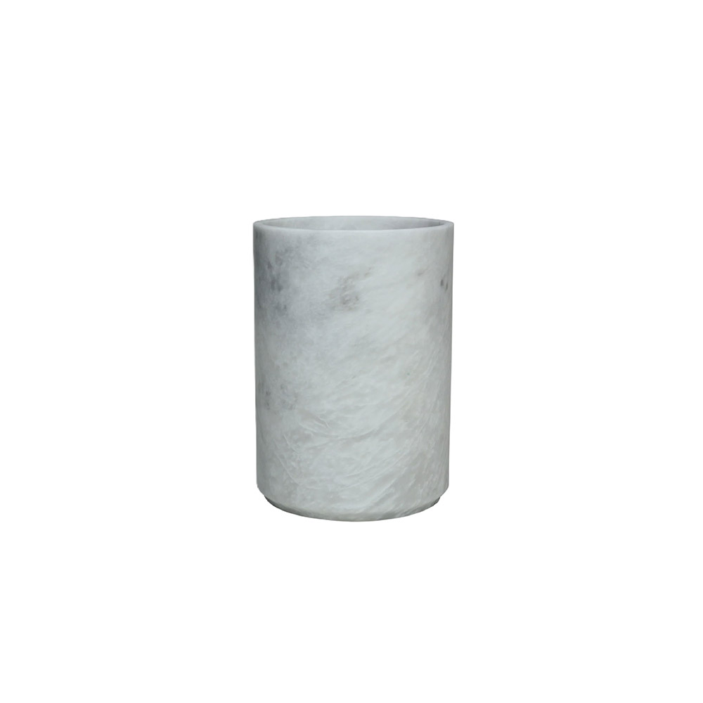 Marble Honed Finish Round Waste Bin w/Liner