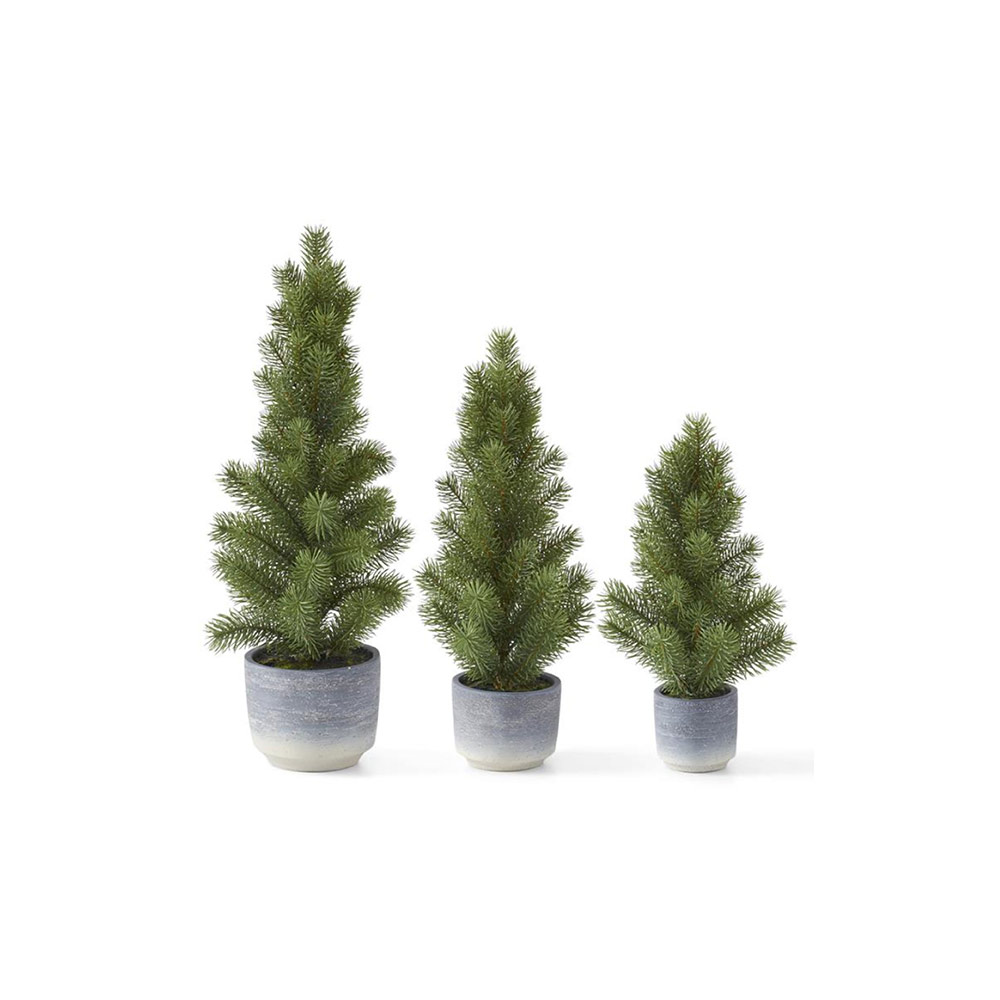 Pine Trees Gray Pot S/3