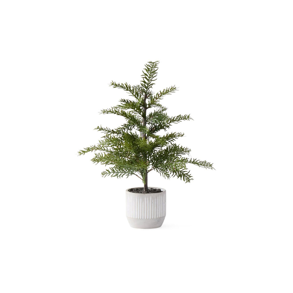 Pine Tree White Pot Ribbed