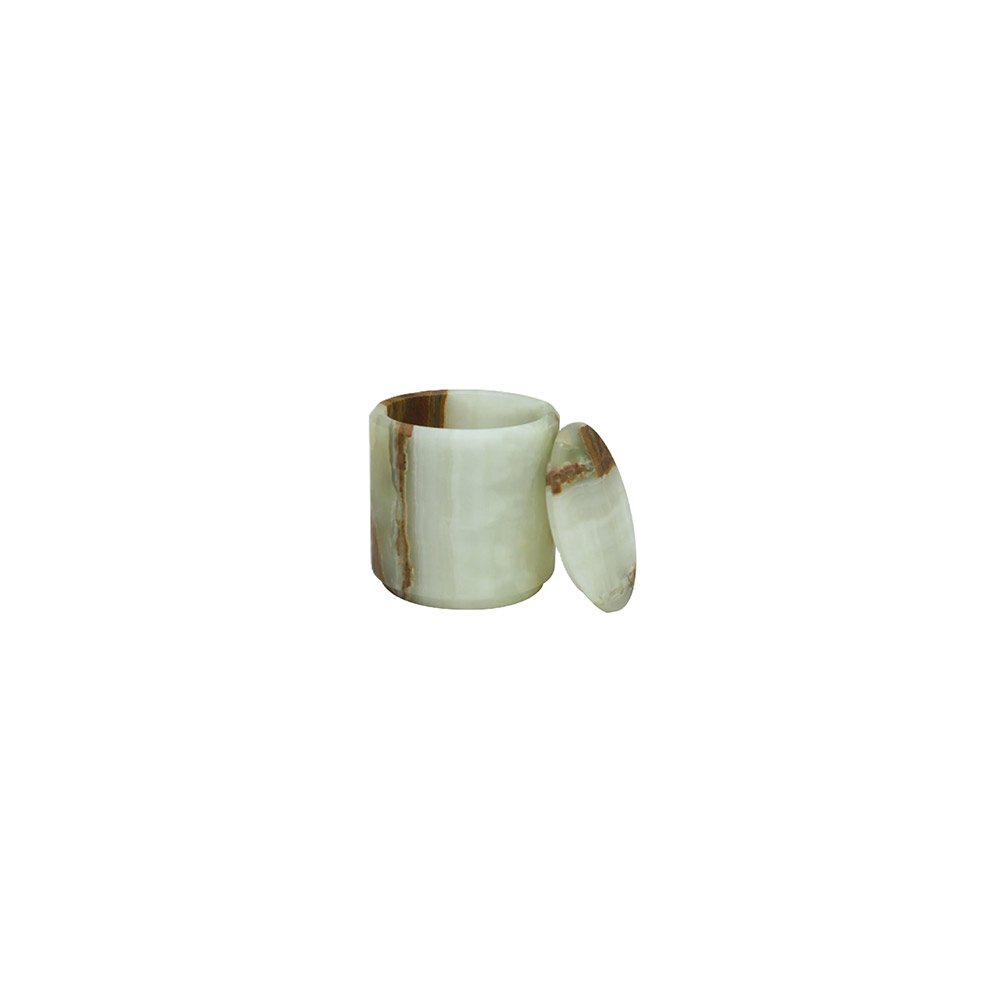Marble Honed Finish Canister with Lid - Light Green Onyx
