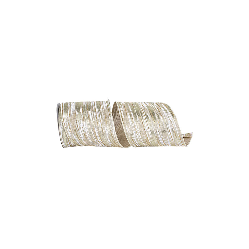 Birch Bark Metallic Linen Wired Edge Ribbon