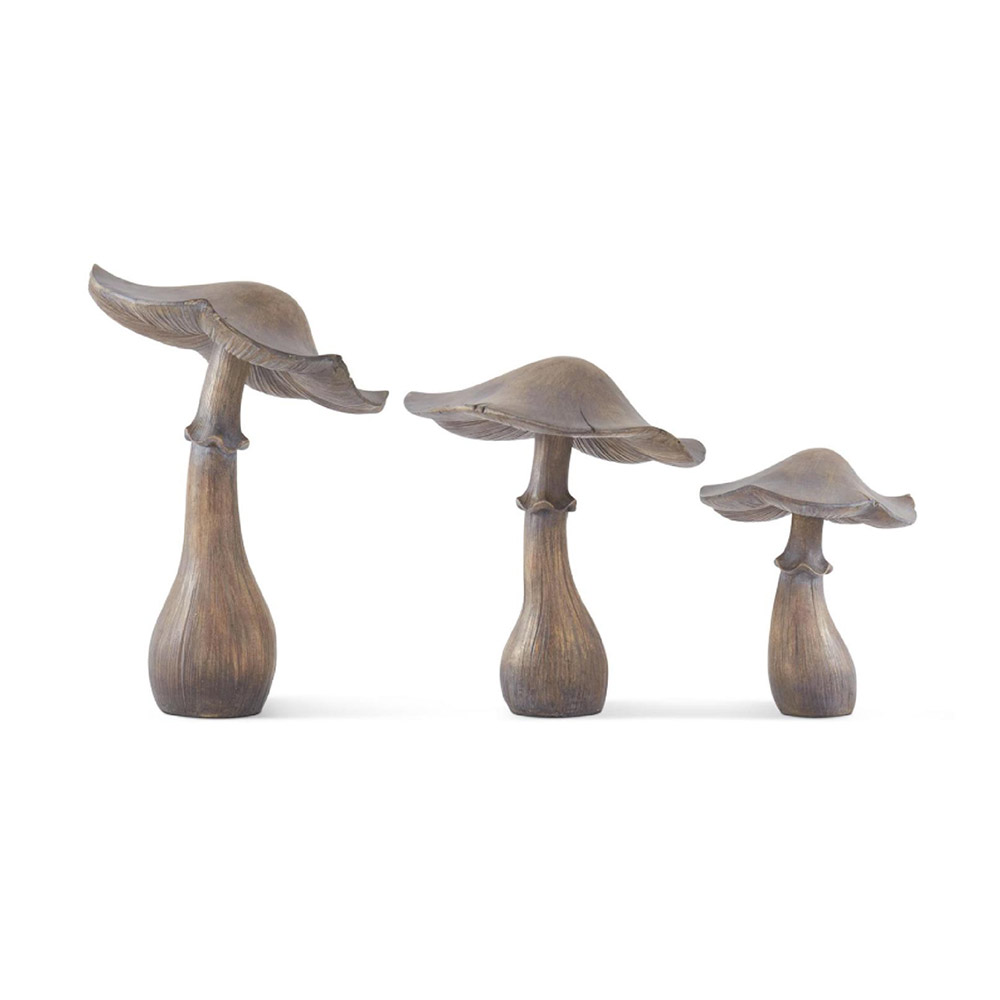 Gray Washed Brown Mushrooms S/3