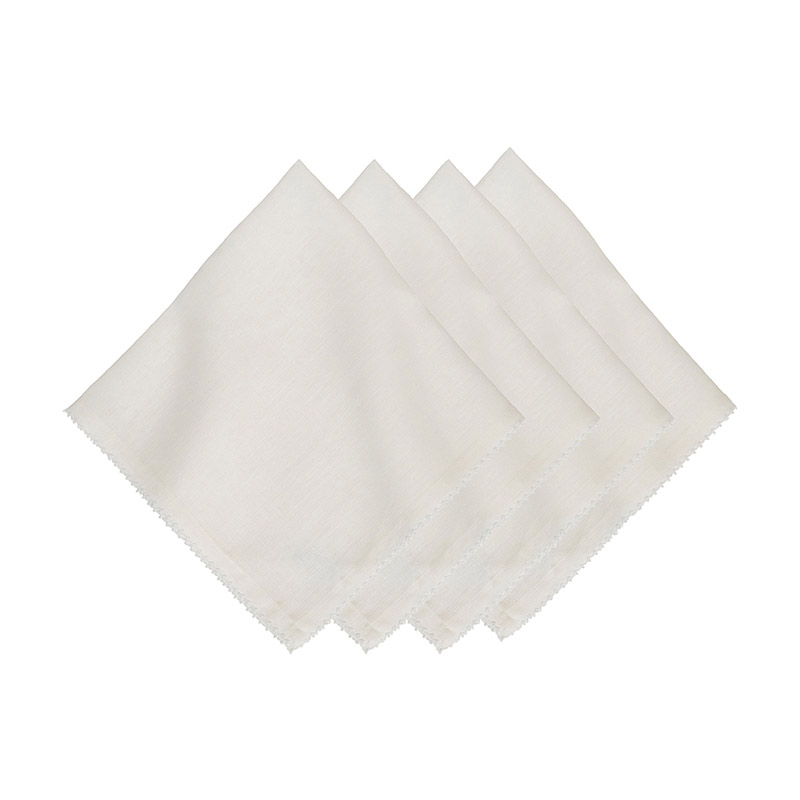 Berry Scallop Napkin Set/4 - White