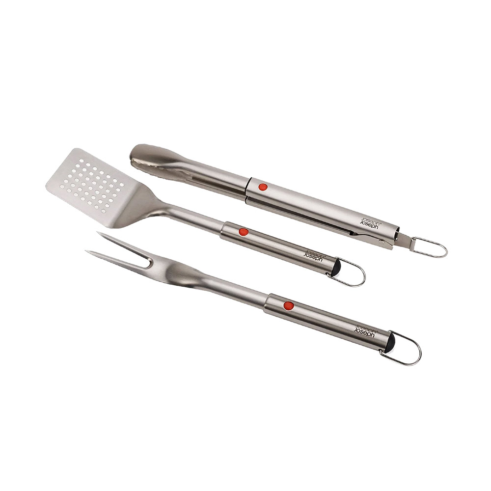 GrillOut 3-piece BBQ Set with Retractable Handles