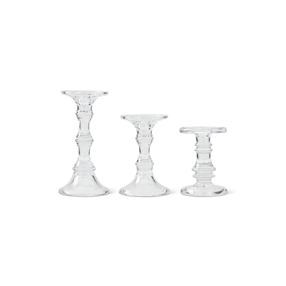 Short Glass Candleholders Set of 3