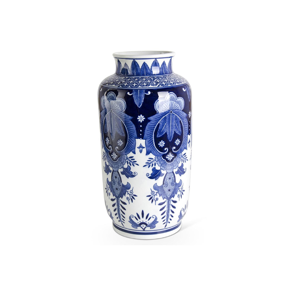 Ceramic Royal Blue & White Tall Vase