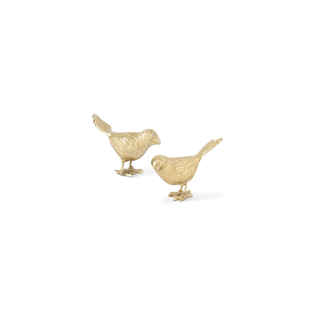 Set of 2 Antiqued Gold Song Birds