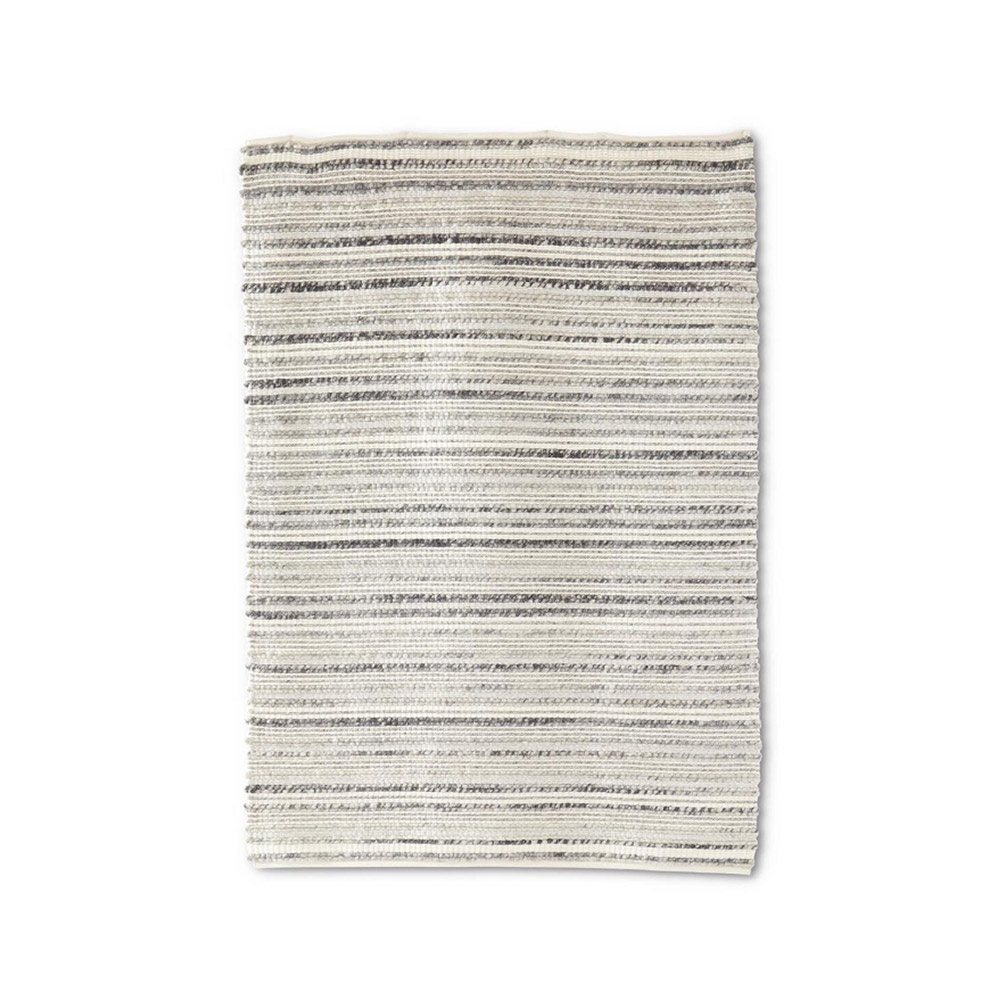 Gray and Cream Woven Wool Area Rug