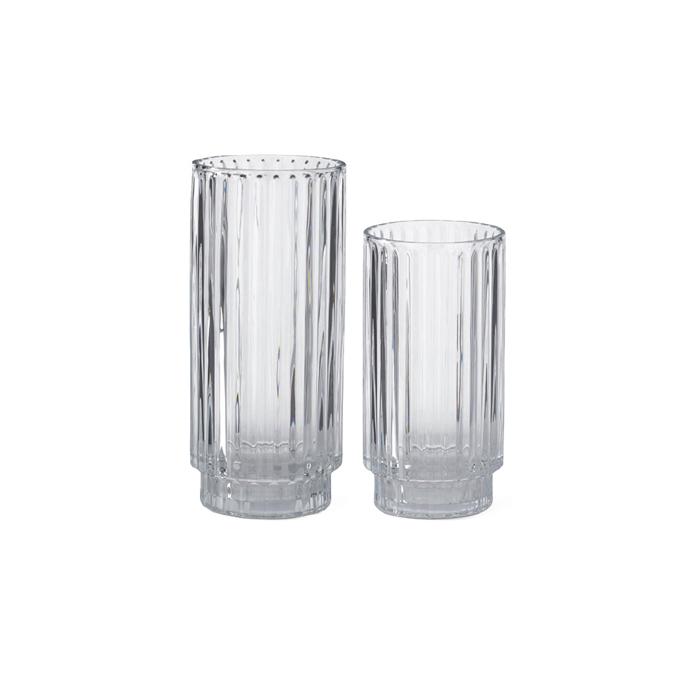 Accordion Pressed Glass Vases S/2