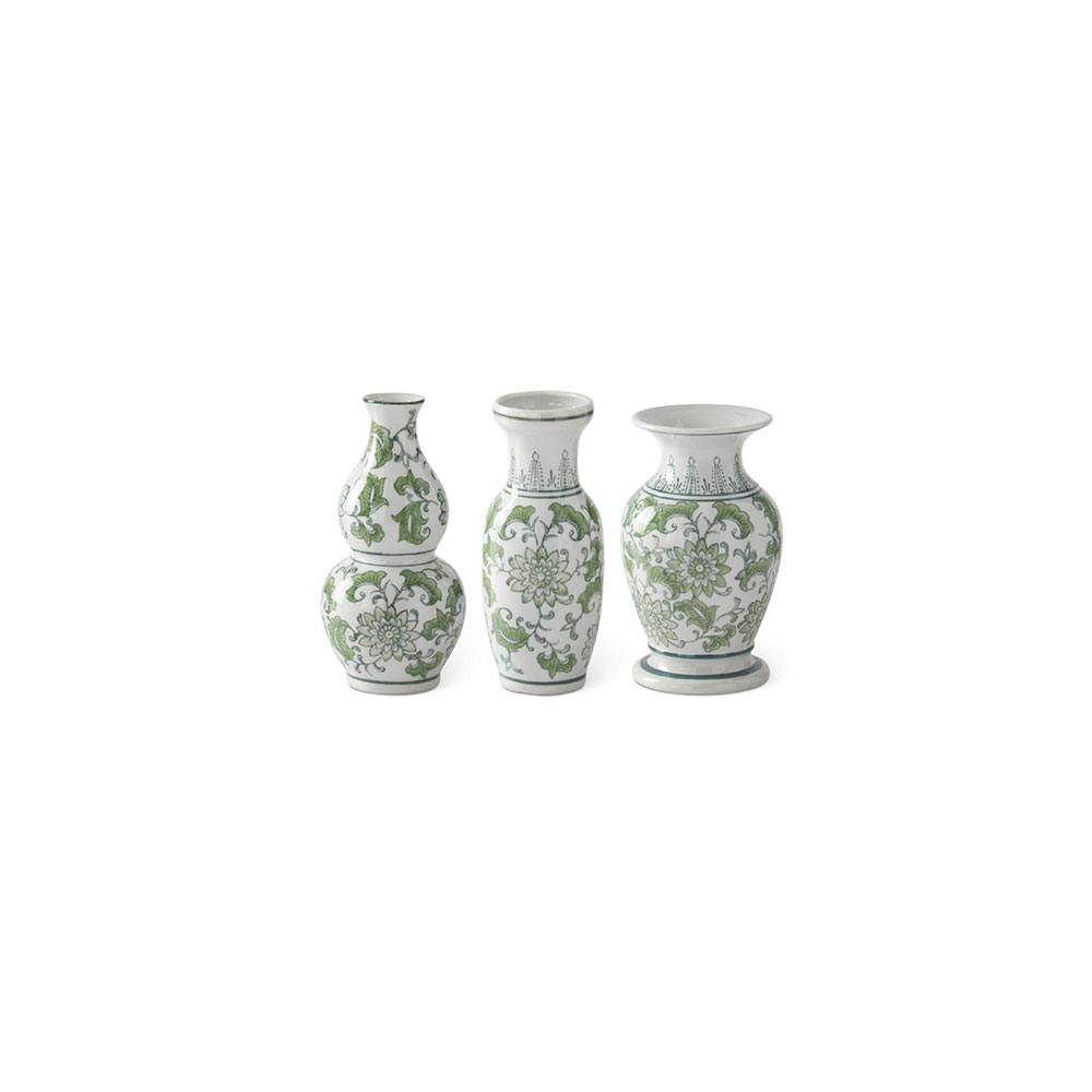 Chinoiserie Bud Vase S/3 Green