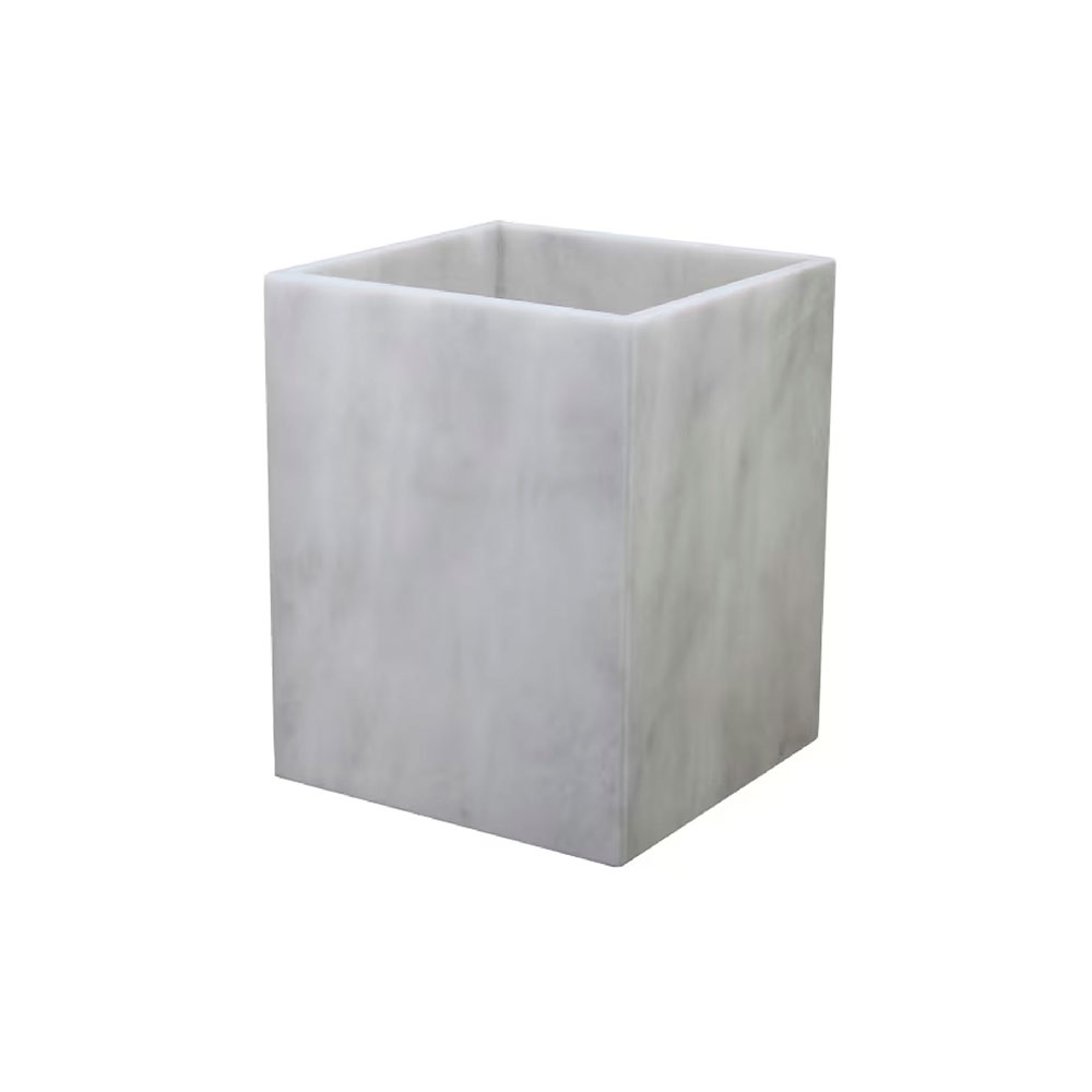Marble Waste Bin Pearl White