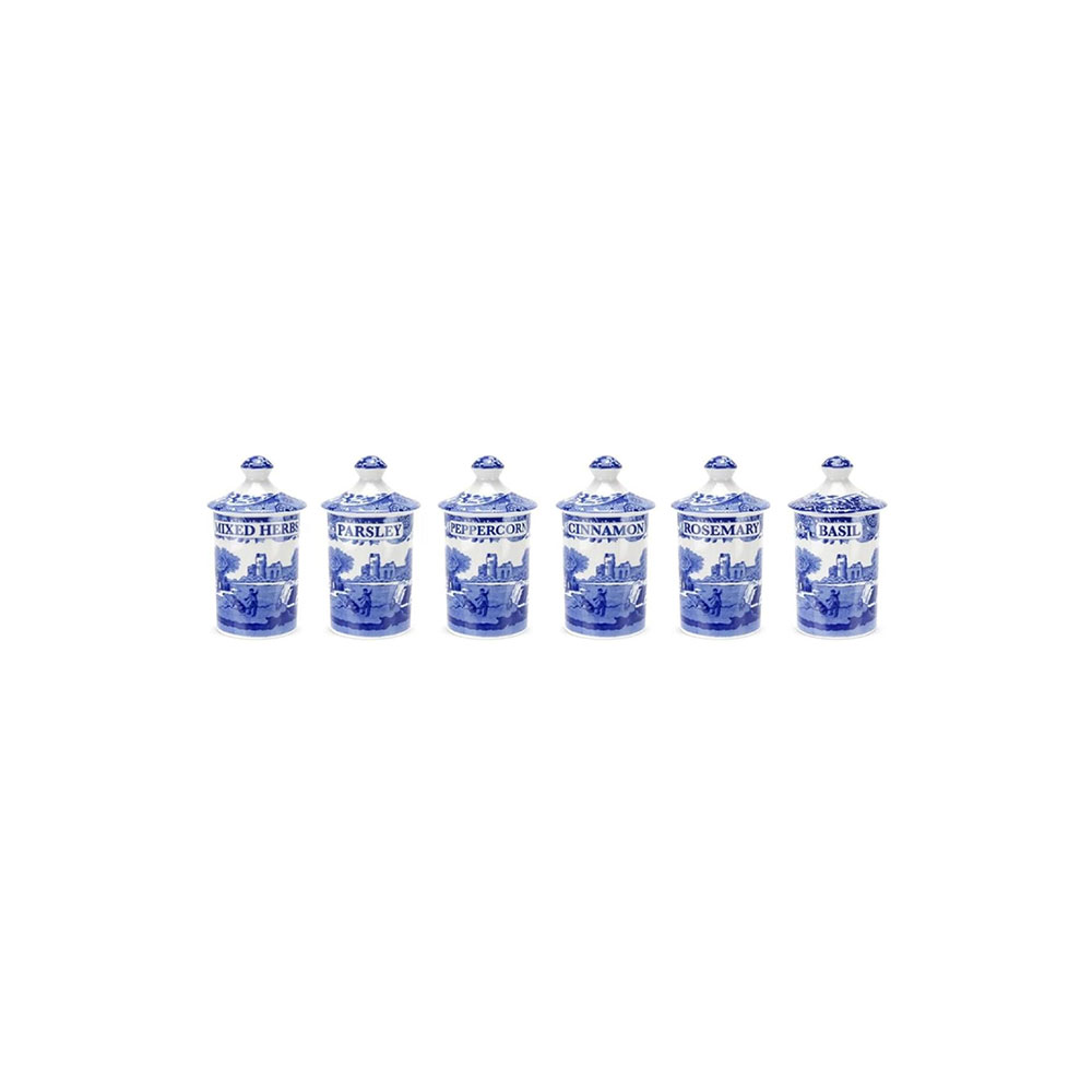 Spice Jars s/6 Blue Italian