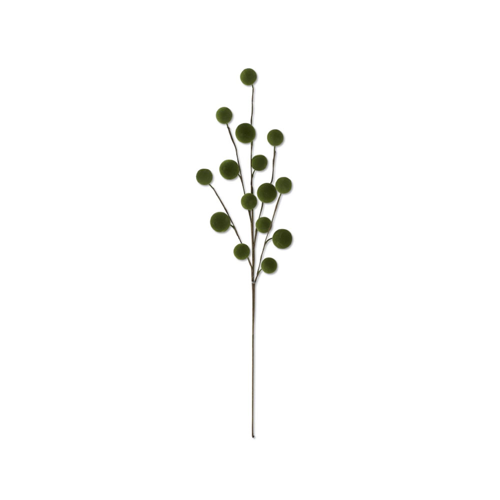 Green Flocked Ball Stem