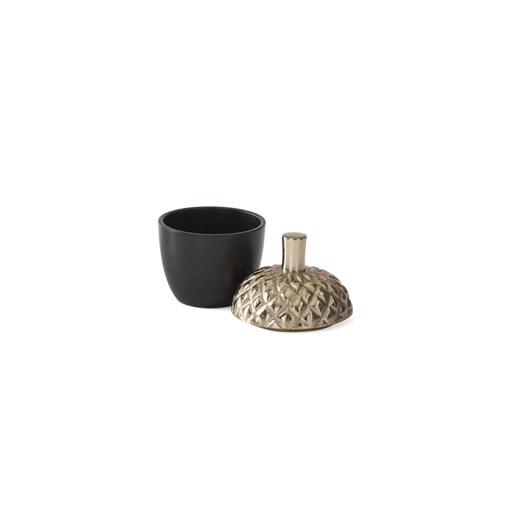 Black Metal Acorn w/Gold Lid - Imagen 2