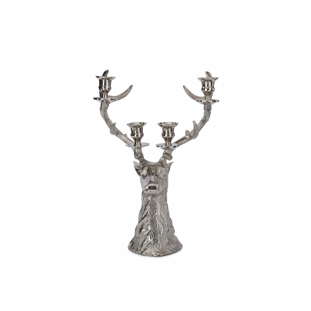 Silver Deer Bust 4 Taper Cande